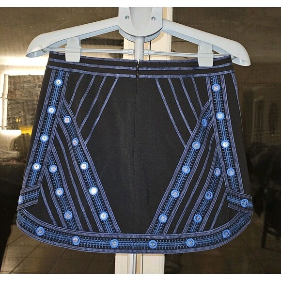 BCBGMaxAzria Kanya A Line Mini Skirt SequinsEmbroidered Womens S $250 Y2K Vtg - Picture 2 of 6